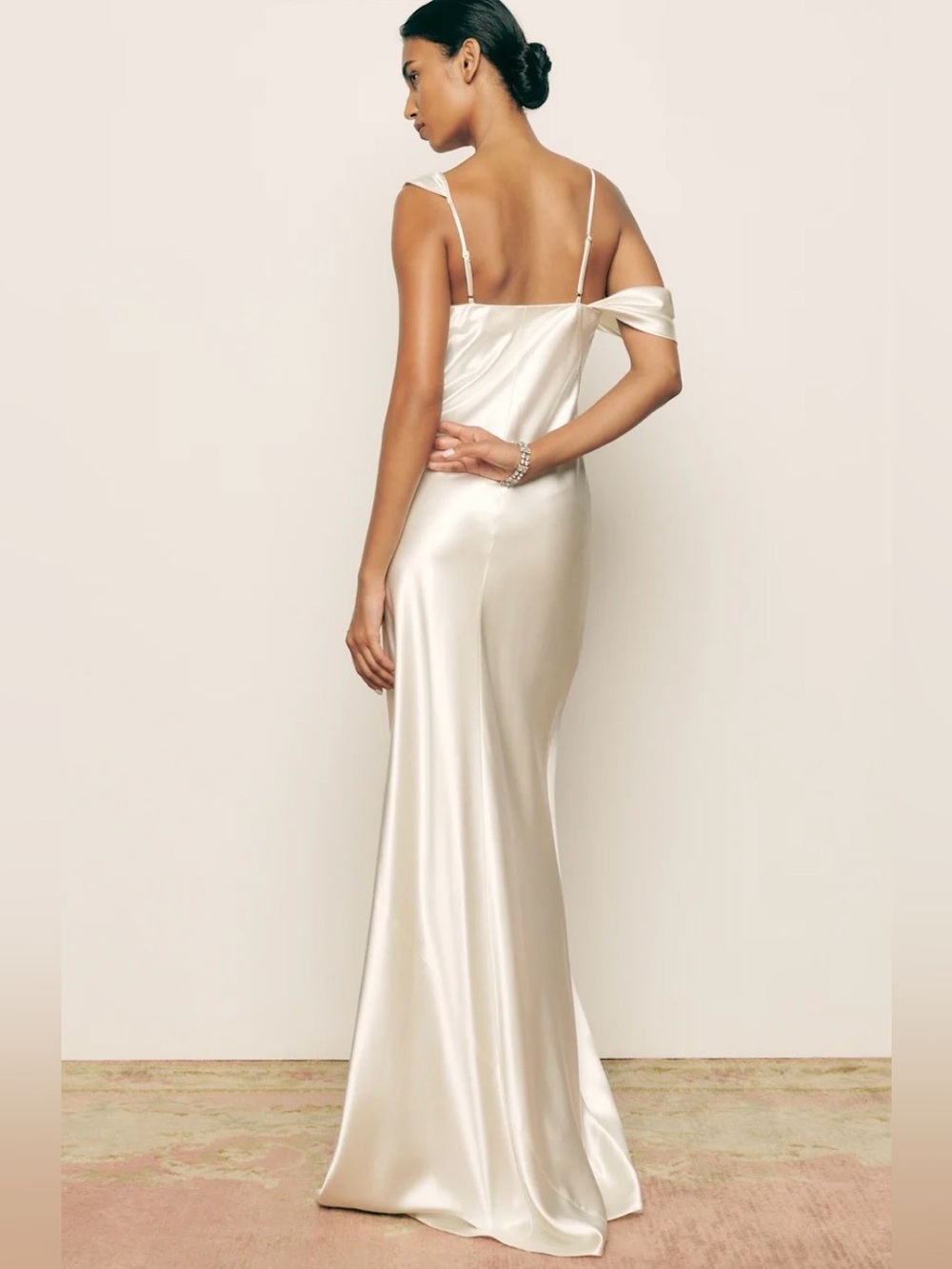 Reformation Ronda Silk Dress in Ivory - Picture 5 of 16